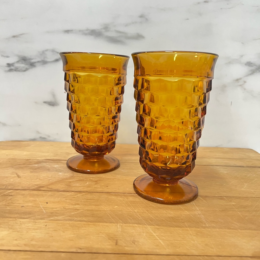 Vintage amber glasses Whitehall replacement retro decor